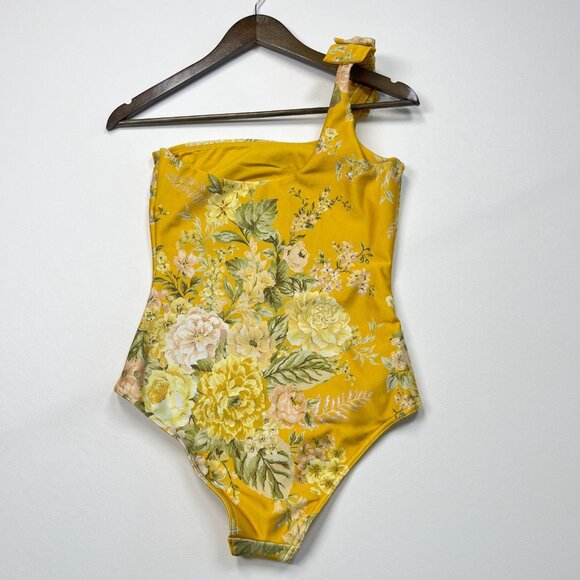 NWOT Zimmermann Amelie Bow Swimsuit One Shoulder Amber Floral Size 2 - Picture 7 of 13